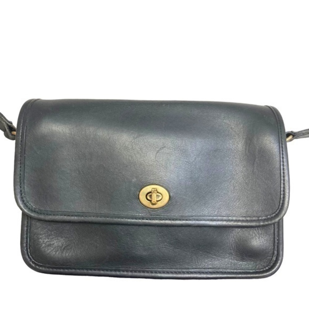 Coach vintage black leather compartment bag